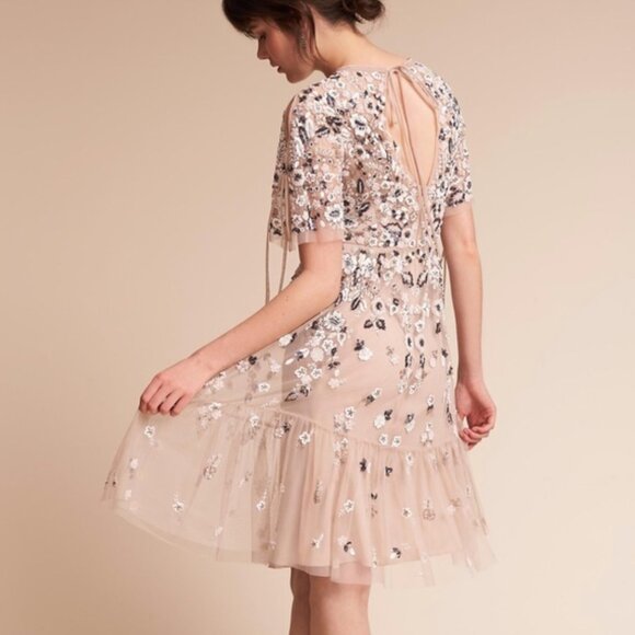 NEEDLE & THREAD Embellished Tulle Midi Dress Blush/Champagne US 4 UK 8 - Picture 2 of 10
